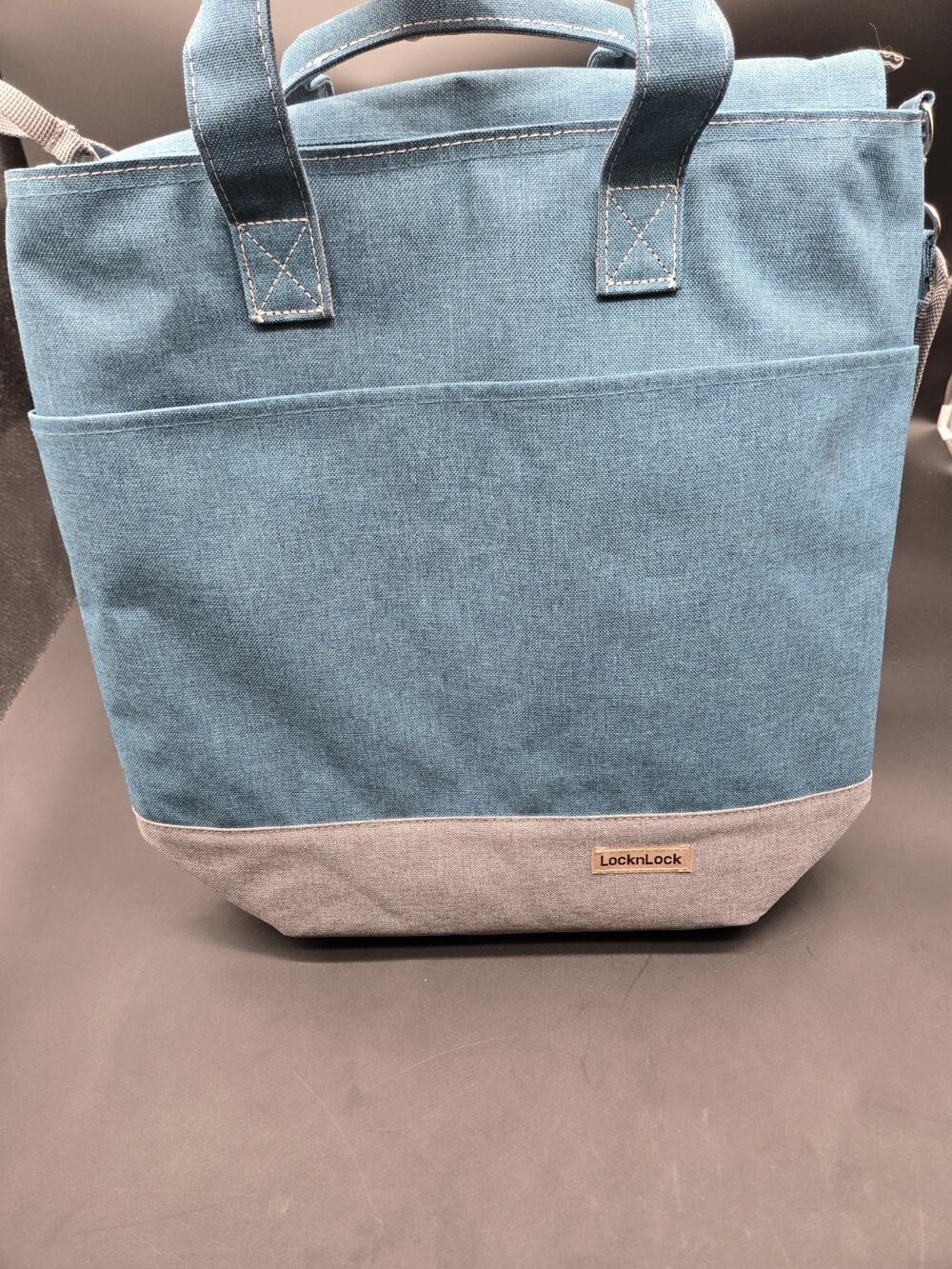 Lock & Lock Insulated Cooler Tote Bag Teal Gray New 17x17”